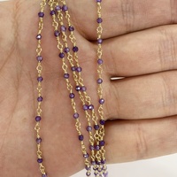 Améthyste Cube perles fait à la main en cuivre pompon chaîne 18K plaqué or Diy collier bracelet cheville lunettes chandail chaînes