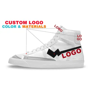 Sarı özel OEM özel etiket boş Blazeres orta yüksek top renkli üretici kadınlar Casual erkek ayakkabısı tuval Sneaker ile Logo
