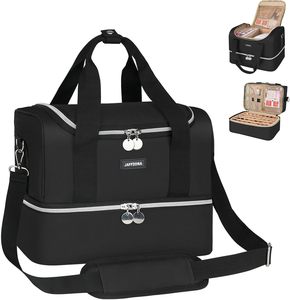 Estuche organizador de maquillaje de viaje de muestra gratis Bolsa de almacenamiento de artista portátil con divisores ajustables Organizador de esmalte de uñas - Product Image 2