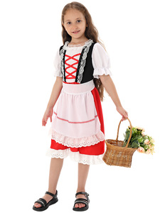 Costume de <span class=keywords><strong>Petit</strong></span> <span class=keywords><strong>Chaperon</strong></span> <span class=keywords><strong>Rouge</strong></span> et du Grand Loup Maléfique pour enfants - Ensemble de déguisement de personnages de contes pour filles et garçons - Tenue de fête d'Halloween - Product Image 5