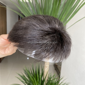 Système <span class=keywords><strong>de</strong></span> remplacement capillaire pour hommes, toupet en <span class=keywords><strong>cheveux</strong></span> humains à 100%, patch capillaire, base en PU <span class=keywords><strong>de</strong></span> 0,03 mm, styles courts pré-coupés, Inde - Product Image 4