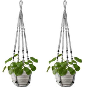 2 pièces/ensemble, panier suspendu pour plantes en coton tressé à la main, filet pour <span class=keywords><strong>pot</strong></span> <span class=keywords><strong>de</strong></span> fleurs, corde <span class=keywords><strong>de</strong></span> coton, style bohème, macramé - Product Image 4