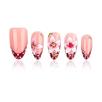 YD10 Kaixin Faux Ongles Courts à Coller en Gros pour Fête, 30 Pièces, Faits Main, Luxe, Rouge, Forme Amande, Vernis Brillant, Ongles Artificiels en ABS