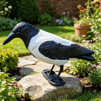 Décoys de pie réaliste en plastique PE durable, personnalisables en gros, avec crochet de suspension et base pour effrayer les oiseaux du jardin et la chasse