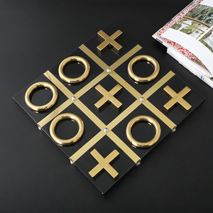 Nhà Máy Bán buôn trang trí quốc tế tic-tac-toe xo bàn cờ trò chơi thiết lập kim loại gỗ bàn cờ Máy tính để bàn trang trí Quà Tặng b'day - Product Image 4