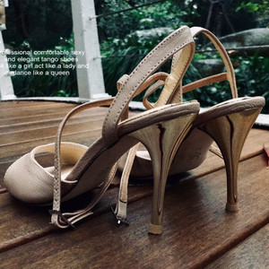 Evkoodance's Latest Fashion Nude Genuine Leather 9cm Heel Sexy Latin Salsa Tango Dance Shoes - Product Image 6