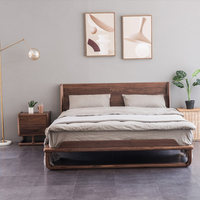 Cadre de lit double moderne minimaliste nordique pour chambre principale, en bois massif, sur mesure, fabriqué en Chine, tailles personnalisables