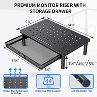Support de moniteur avec tiroir, 3 hauteurs réglables, support de moniteur de bureau pour ordinateur, ordinateur portable, imprimante