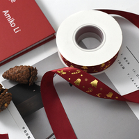 CSFY 2022 or décoration de noël ruban fleurs boîte cadeau emballage estampage à chaud ruban de satin décoration de mariage luxueux