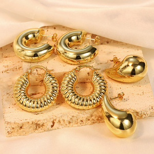 Juego de Pendientes de Oreja con Forma de Lágrima para Mujer, Diseño Vintage, Accesorios para el Día a Día - Product Image 1