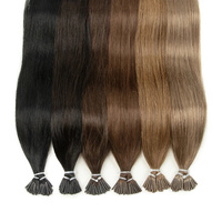 Extensions de cheveux humains vierges russes européens Remy, double épaisseur, lisses et soyeux, avec kératine pré-collée, pointes I F U V Y