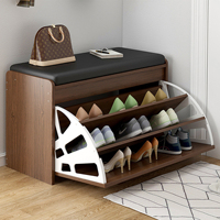 Meuble à chaussures et armoire en bois moderne personnalisé à 3 niveaux, grande capacité, gain de place, avec design à rabat pour salon et couloir