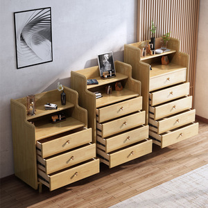 Solid Wood Chest Of <b>Drawers</b> Nordic Style 3 4 5 <b>Drawer</b> Storage Cabinet Bedroom Dresser With Open Shelf Modern Design - Product Image 2
