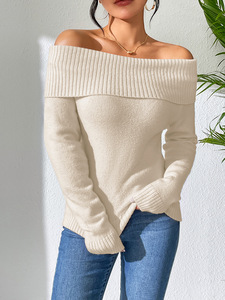 Maglione maglione lavorato a <span class=keywords><strong>maglia</strong></span> allentato stile Casual donna all'ingrosso maglione <span class=keywords><strong>monospalla</strong></span> Sexy di moda invernale - Product Image 5