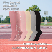 6 paires de chaussettes de compression pour voyages en avion, pour adultes, améliorent la circulation, la récupération, respirantes, pour le sport, la course à pied, le cyclisme