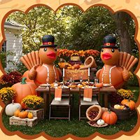 Nouvelle décoration gonflable de Thanksgiving en PVC Canard gonflable géant et queue de dinde pour l'extérieur