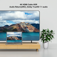 Câble HDMI haute vitesse 4K 60Hz 2.0b 18Gbps Ultra HD HDR HDCP 2.2 avec retour audio ARC pour ordinateur portable, moniteur, téléviseur, PS5, projecteur