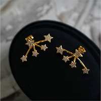 Boucles d'oreilles clous en argent sterling 925 coréen, plaqué or, bijoux fins de luxe, pour filles, style enveloppant l'oreille, pour le dropshipping