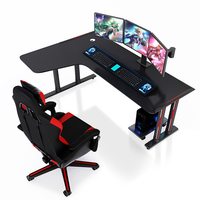 Bureau d'ordinateur en L personnalisé pour la vente en gros, style course, pour ordinateur portable, bureau à domicile, surface en métal et fibre de carbone