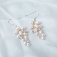Accessoires de cheveux de mariée en perles d'eau douce européennes et américaines de luxe, faits à la main, boucles d'oreilles et collier pour femmes, ensembles de bijoux de mariage