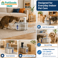 Fontaine à eau sans fil pour chat 2,4 L, acier inoxydable 304, ultra-silencieuse, avec capteur de mouvement
