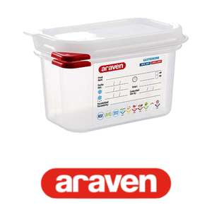 Polypropylene GN 1/9 Food Pan 17.6 × 10.8 × 10 h cm, with Lid, -40/+95 °C Araven - Product Image 4
