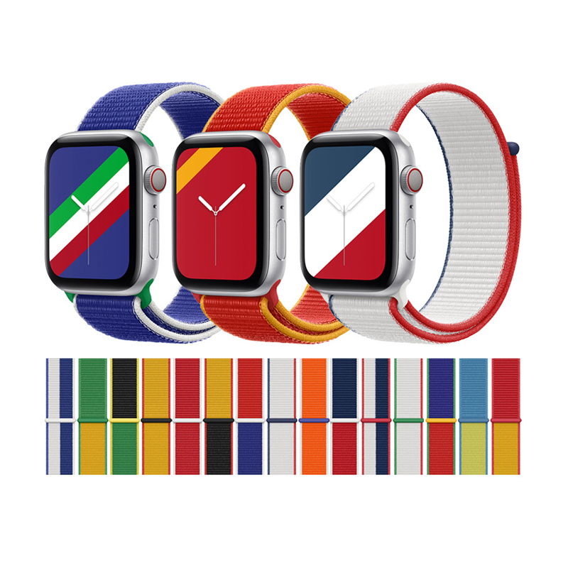 International Flag Series Strap for iwatch 1 2 3 4 5 6 Bracelet 44mm 40mm 42mm 38mm for Apple Watch Nylon Sport Loop Band