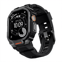 Bracelet en silicone sur mesure + boîtier en acier inoxydable, kit de modification en aluminium de luxe, bracelet de montre de 49 mm pour Apple Ultra