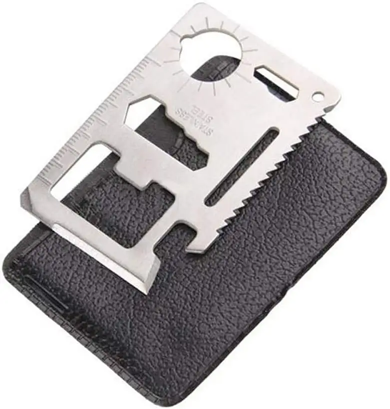 11-in-1 Stainless Steel Portable Survival Credit Card Multipurpose Tactical Wallet Tool Survival Tool With Bottle Opener