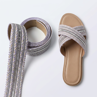 Ruban tressé décoratif de luxe à rayures avec accents métalliques pour accessoires de chaussures DIY, ruban tissé écologique personnalisable