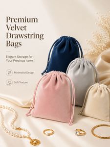 Pochette en velours personnalisée avec cordon de serrage pour collier, sac de protection pour bijoux longs, chaînes, pendentifs, emballage cadeau et rangement - Product Image 4
