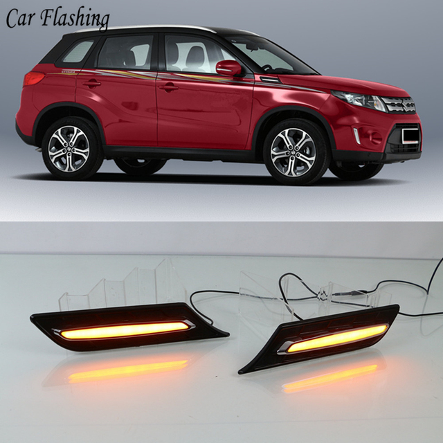 2PCS Car Fender Light LED Daytime Running Light With Turn Signal Lamp 12V DRL Side Bulb for Suzuki Vitara 2015 -2018 2019 2020