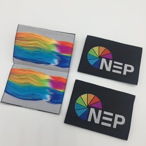 Fabricante personalizado respetuoso con el medio ambiente Damasco de alta densidad hilo de oro tejido extremo doblar etiquetas de ropa con <span class=keywords><strong>material</strong></span> reciclado - Product Image 4
