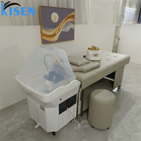 Table de lavage de cheveux Kisen 60L avec réservoir d'eau, lavabo portable pour thérapie capillaire, lit de shampooing sans plomberie, fumigateur pour lit de beauté, utilisation en spa