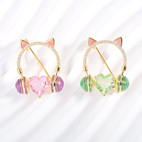 Broche XILIANGFEIZI Oreilles de Chat Rose – Cadeau d'Anniversaire pour Femme, Épingle Mignonne et Tendance pour Pull ou Manteau