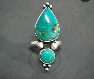 Bague Turquoise en argent Sterling 925 naturel, bijoux de déclaration, pierre précieuse, incroyable, offre spéciale - Product Image 1