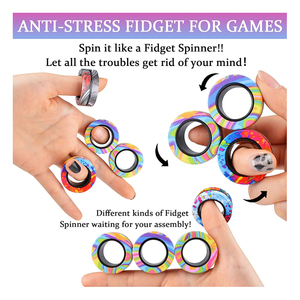 ชุดของเล่นที่คลายเครียดและทำจากโลหะเรืองแสงในที่มืดพร้อมห่วงเลื่อนประสาทสัมผัสสำหรับเด็กในเวลากลางคืนชุดเน้นบรรเทาความวิตกกังวล - Product Image 4