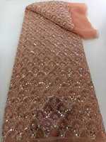 Tissu en dentelle brodée de paillettes 100% polyester avec motif floral, style élégant et luxueux pour robes de soirée et vêtements