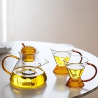 Ensemble de théière artisanale de luxe personnalisée en verre borosilicate moderne de 500 ml, écologique, pour thé en vrac et thé fleuri