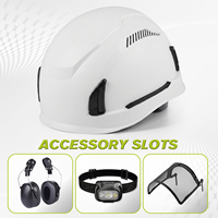 Casque de sécurité ventilé blanc en ABS de type II classe C ANSI Z89.1-2014 avec sangle de mentonnière à 4 points de suspension et fentes pour accessoires, idéal pour la construction