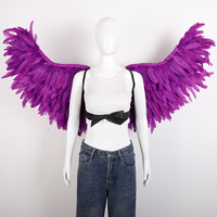 Ailes de plumes dégradées bleu sarcelle et noir, grandes, en promotion, pour Halloween, cosplay, fête, costume, accessoire photo, ailes d'ange
