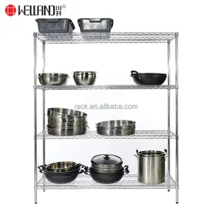 Metro Standard Heavy Duty Commercial Chrome Wire Shelving Unit 4 Tiers Kitchen Stainless Steel Wire Shelving