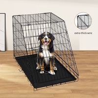Cage de transport inclinée pour chien en métal noir, pliable et portable, pour voiture, durable