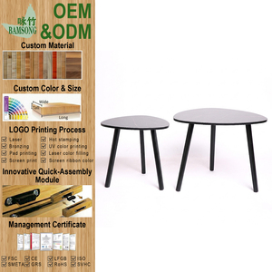 ชุดโต๊ะกาแฟไม้ไผ่แบบมินิมอล ประกอบง่าย โต๊ะข้างลายหินอ่อน สำหรับห้องนั่งเล่นและตกแต่งบ้าน - Product Image 1