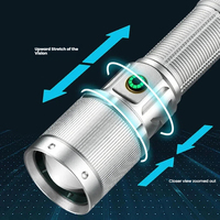 Linterna Táctica LED Recargable de Aleación de Aluminio, Enfoque Ajustable, Impermeable IP65, Alcance de Haz de 3000m, 20000 Lúmenes, Carga USB