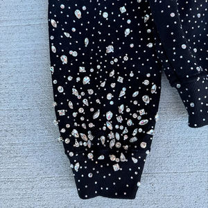 Custom Men's Winter Streetwear Oversized Hooded <b>Jacket</b> 3D <b>Rhinestone</b> Embroidery Breathable Cotton Knitted Fabric 300g OEM - Product Image 2