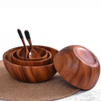 Ventes chaudes, bols à salade artisanaux en bois naturel, style nordique, écologiques, pour fruits
