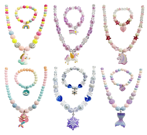 Ensemble de colliers et Bracelets à bulles pour bébé et <span class=keywords><strong>petite</strong></span> <span class=keywords><strong>fille</strong></span>, licorne, flocon de neige, sirène, cadeaux de noël et du nouvel an - Product Image 1