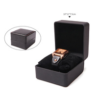 Stock vente en gros logo imprimé personnalisé de luxe en cuir papier velours anneau collier montre noir mini cadeau bijoux boîte emballage