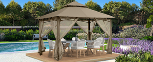 ABCCANOPY Gazebo à auvent extérieur Gazebo à double toit avec cadre en acier et <span class=keywords><strong>rideaux</strong></span> d'ombrage Gazebo à auvent extérieur - Product Image 6
